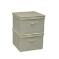 thumbnail image 4 of Household Essentials Square Storage Box With Lid, 15”x15”x10”, Canvas Sides With Sturdy Sides, Closet or Storage Room Organization, Includes Handle for Easy Access, Cream Linen, 4 of 7