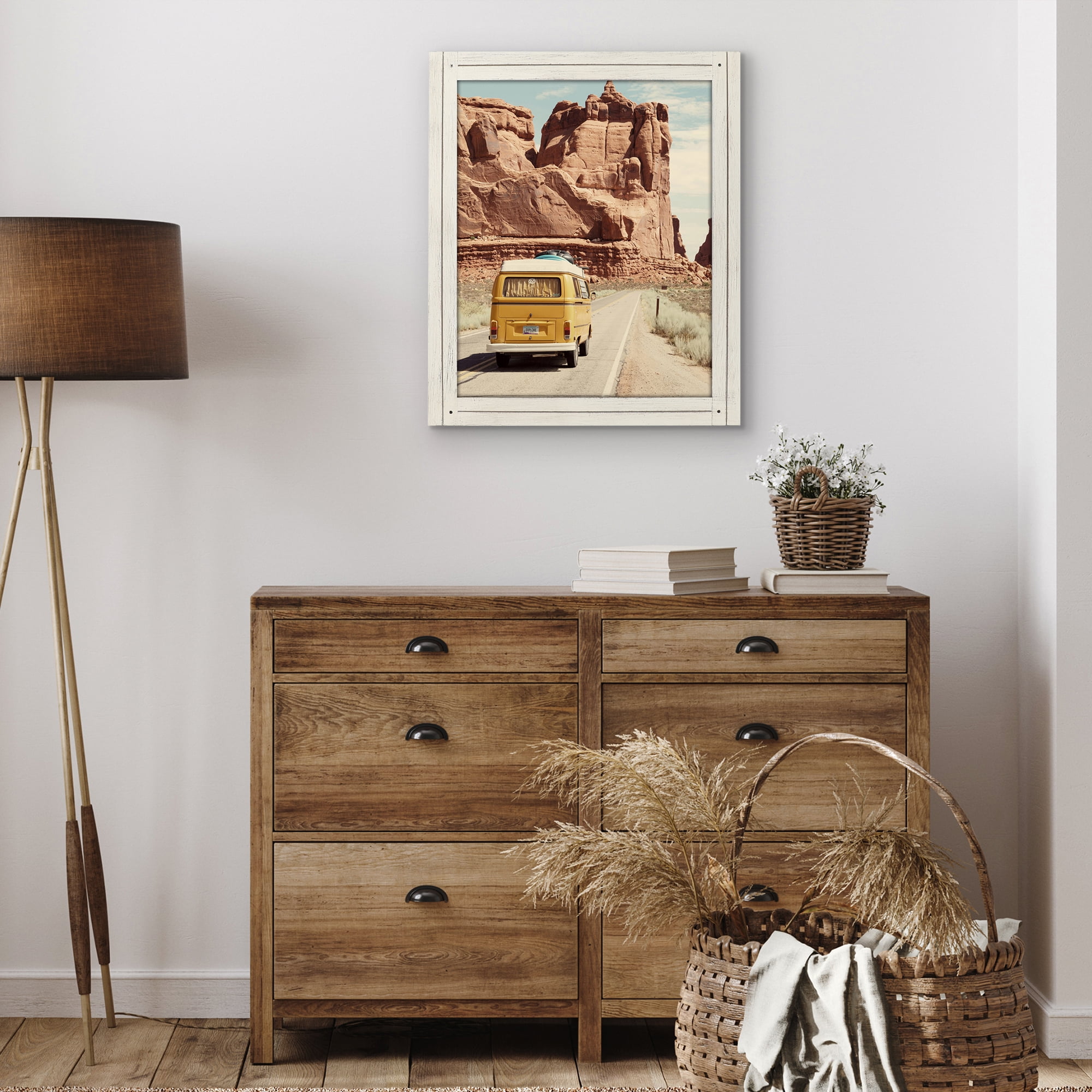 Americanflat 16x20 Picture Frame with Polished Plexiglass Hampton Collection Distressed Frames - Aspen White