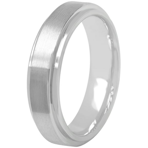 Men’s Gray Cobalt Step-Edge Satin Finish Wedding Band - Mens Ring