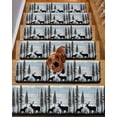 thumbnail image 2 of Deer Bear Stair Treads for Wooden Steps Indoor Runner Rug Carpet, Retro Farmhouse Trees Forest Wooden Grain 10 Pieces Peel and Stick Staircase Step Treads Covers Washable Throw Door Mats, 30"x8", 2 of 6