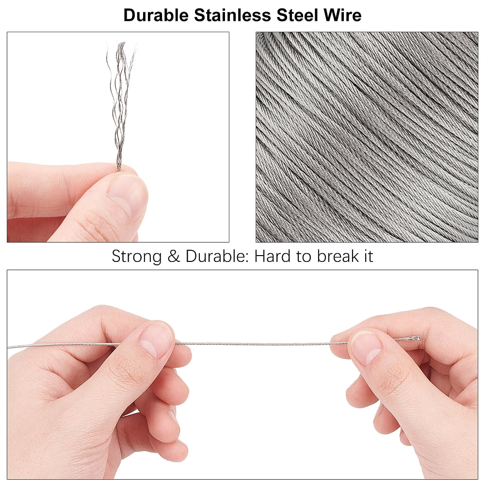 304 Stainless Steel Wire Rope Jewelry DIY Making Material Stainless Steel Color 1mm 100m/roll