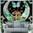 thumbnail image 4 of Fenyluxe  Moth Tapestry Moon Tapestries Mushroom Tapestry Aesthetic Butterfly Tapestry Green Floral Plant Tapestry Wall Hanging for Bedroom 50x40inch, 4 of 6