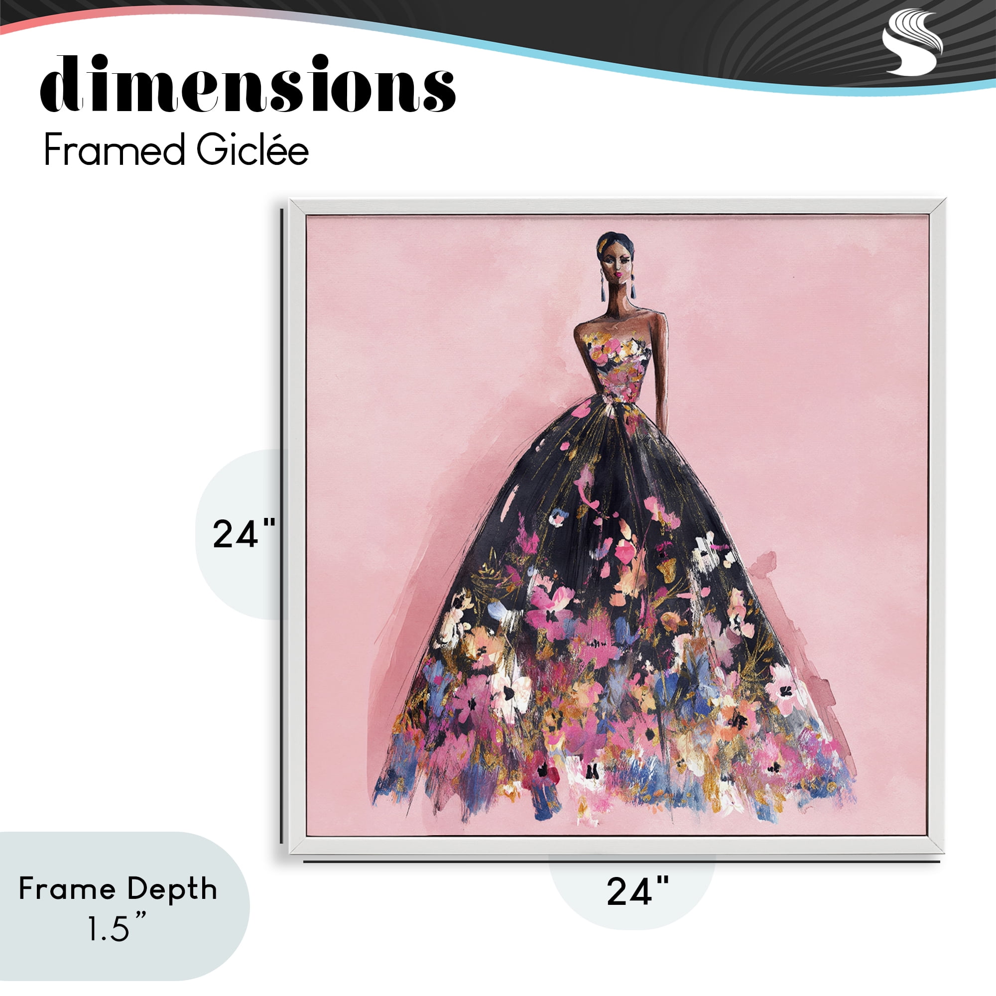 Stupell Industries Floral Reverie Gown White Framed Giclee Art, design by Svetlana Aleynikova
