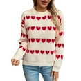 thumbnail image 2 of Amidoa Valentines Women's Sweaters Cute Beige Long Sleeve Pullover Knit Heart Sweaters Women's Cardigans XL, 2 of 8