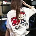 thumbnail image 2 of Sanrio Hello Kitty Cute White Tshirt Women's New Korean Y2k Streetwear Campus Style Tops Female Oversize Family Clothing, 2 of 15