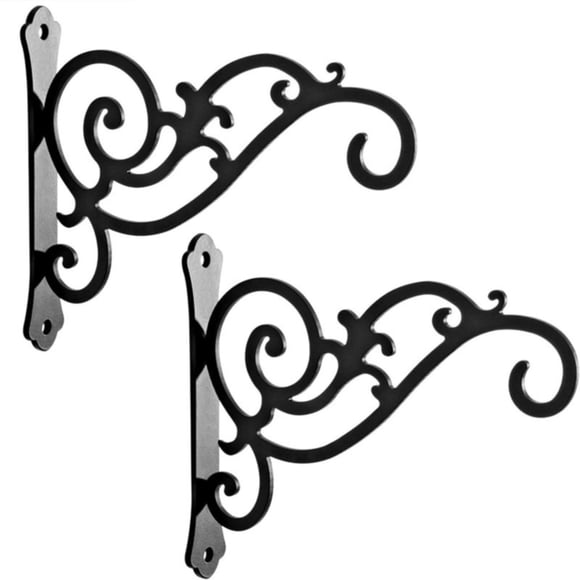 Plant Hanger Wrought Iron Wall-Mounted Bracket Sturdy Wrought Iron Flower Rack, Hanging Plant Bracket, Balcony Plant Organizer, Decorative Flower Hook, Indoor Outdoor Plant Holder