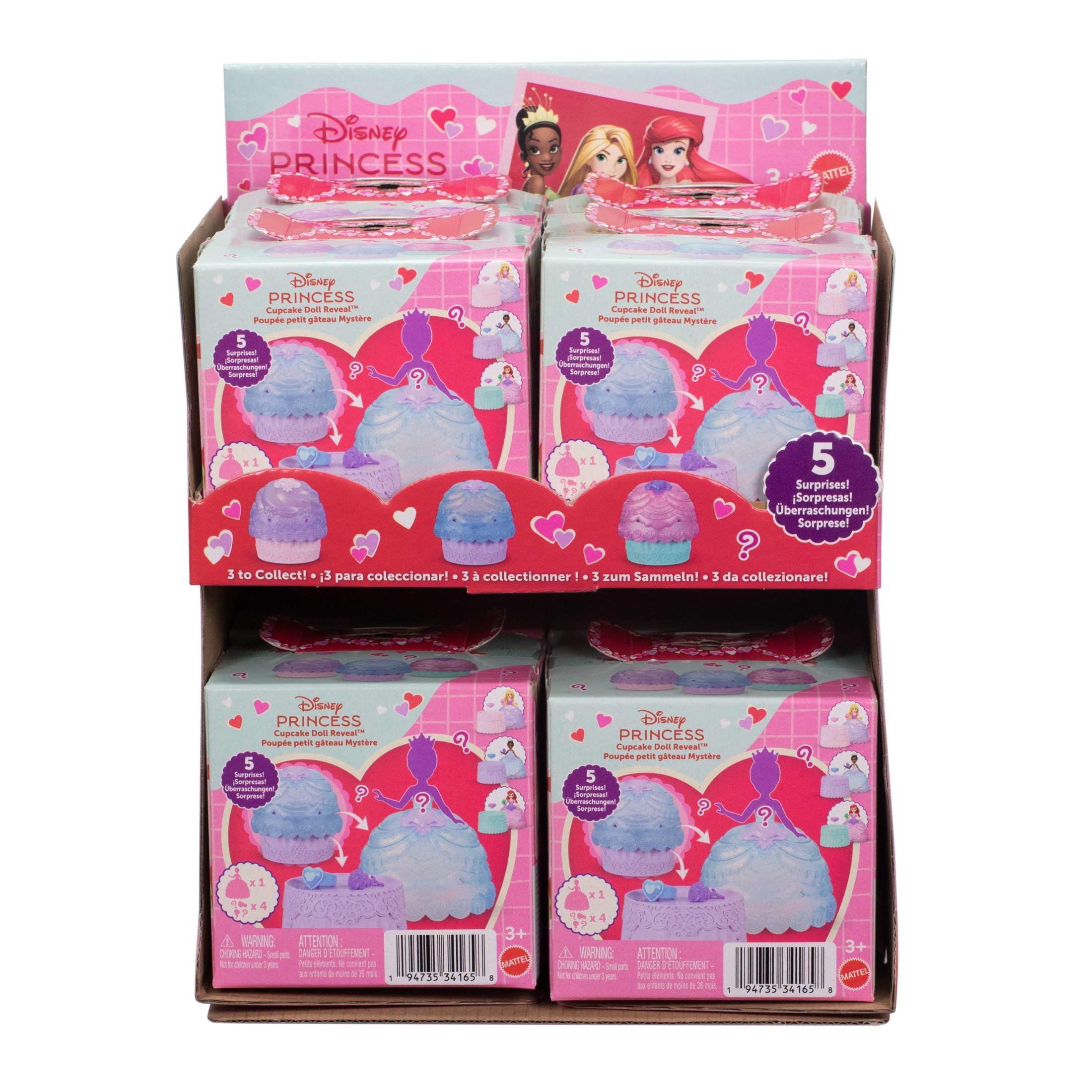 Disney Princess Valentine Cupcake Small Doll Reveal with 5 Surprises Including Heart Ring for Child (Dolls May Vary)