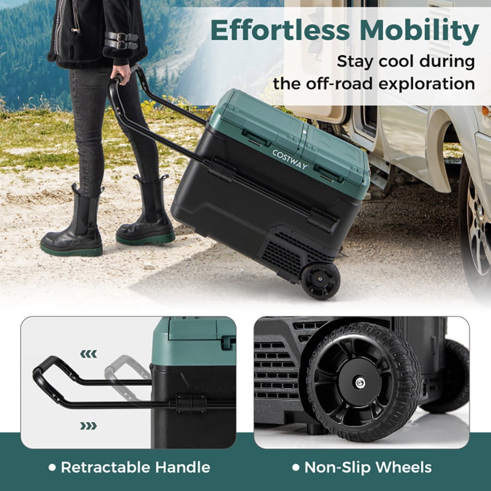 Aimee Lii Dual Zone 12V Car Refrigerator for Vehicles Camping Travel Truck RV Boat Outdoor and Home Use, Portable Water Cooler, Green Aimee Lii Dual Zone 12V Car Refrigerator for Vehicles Camping Travel Truck RV Boat Outdoor and Home Use, Portable Water Cooler, Green