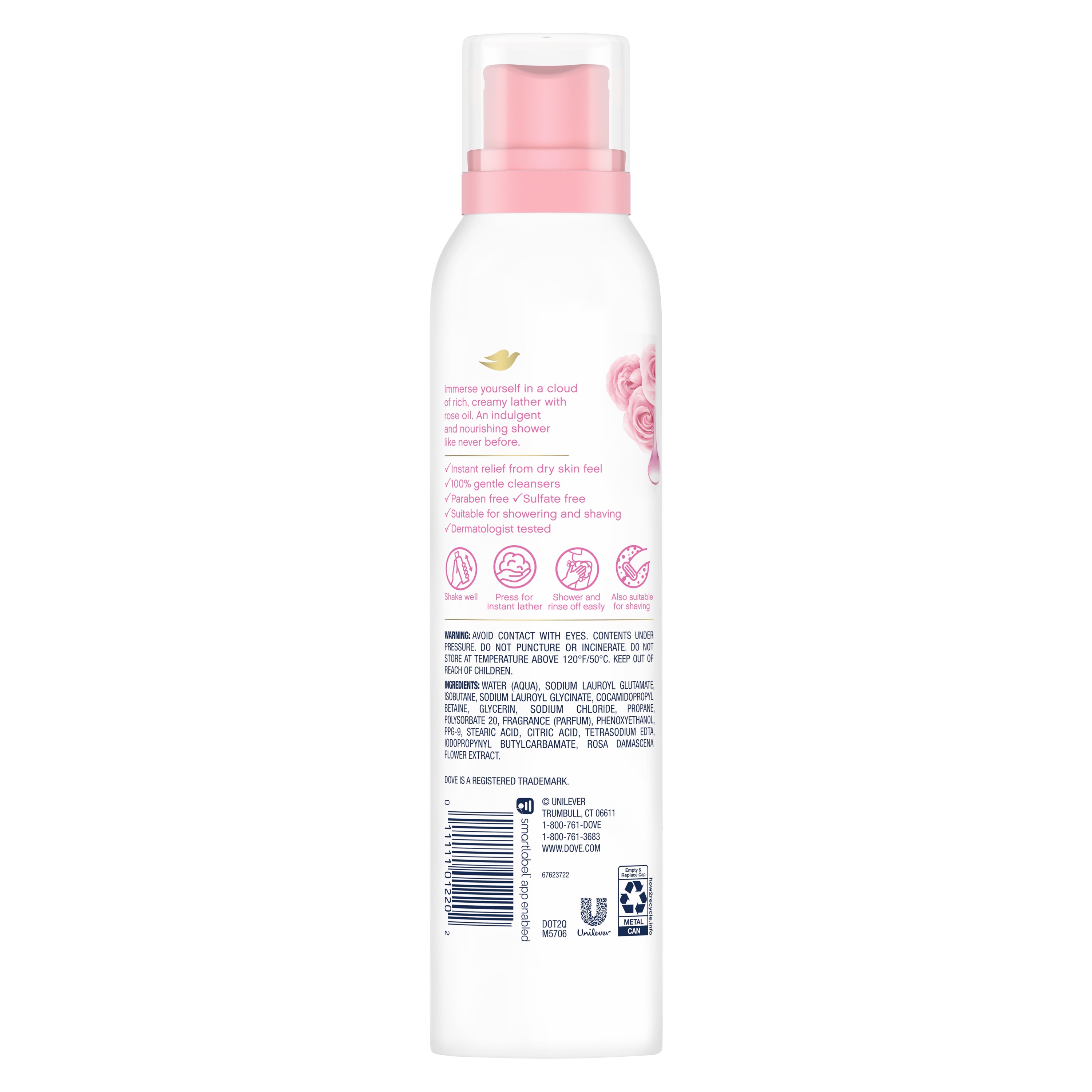 Dove Body Wash Mousse with Rose Oil, 10.3 oz - image 2 of 8
