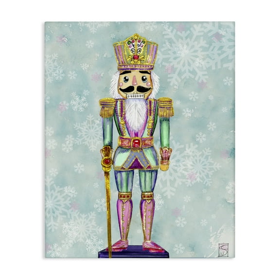 Stupell Industries Pastel Nutcracker over Snowflakes Canvas Wall Art, design by Sara Culpepper, 48 x 36