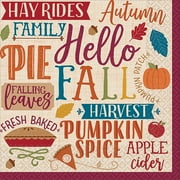Hello Fall Autumn Leaves Thanksgiving Holiday Party Paper Beverage Napkins