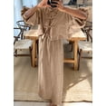 thumbnail image 6 of Women 2 Piece Skirt Sets Oversized Long Sleeve Top and Maxi Skirts Travel Vacation Set Khaki L, 6 of 7