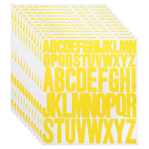 12 Sheet Vinyl Letter Sticker, 1 Inch, 2 Inch 624Pcs Stick Letters, Yellow