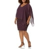 J Kara Womens Plus Size 5325WNW-541-14W, Wine/Multi, 14W