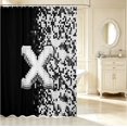 thumbnail image 2 of Manfei Contemporary Grid Shower Curtain 72Wx72L,Modern Pixel Bathroom Curtain,Black White, 2 of 5