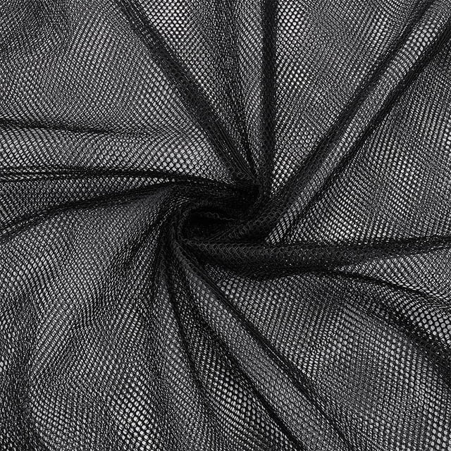 Tela de malla negra de 1,6 yardas (1,5 m) de ancho, ligeramente elástica, de poliéster, ideal para coser, decorar sombreros y vestidos de novia.