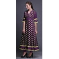 thumbnail image 4 of Bimba Purple Curve Diamond Geometric Printed Womens AnarkaliÂ&nbsp;KurtiÂ&nbsp;Kurta Flared Maxi Blouse Large, 4 of 6