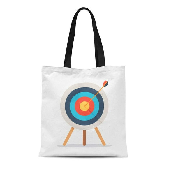 POGLIP Canvas Tote Bag Archery Target Arrow Standing on Tripod Goal Achieve Bullseye Reusable Shoulder Grocery Shopping Bags Handbag