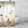 thumbnail image 4 of HVEST Orange Floral Butterfly Shower Curtain, Polyester Fabric Bathroom Decor 60x72 Inches, with 10 Hooks, 4 of 5