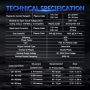 GZ GUOZHI 55A LED Plasma Cutter, Non-Touch Pilot Arc, 1/2Clean Cut,w/IGBT Inverter,Front Pressure Gauge,Pre/Post Flow,2T/4T Mode