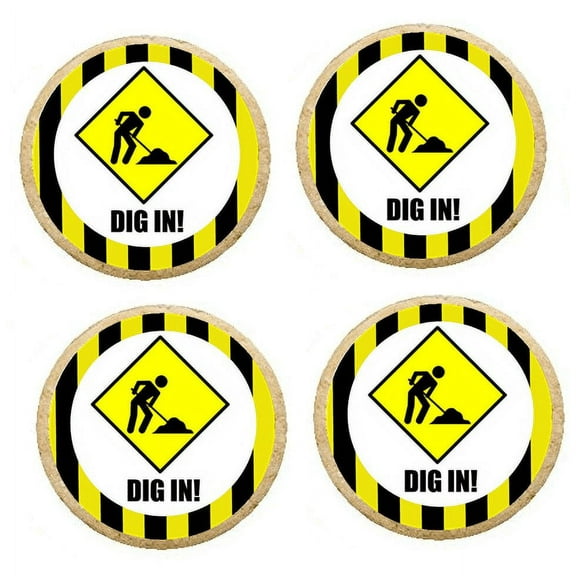 12 - 2 inch Construction Dig In Edible Cupcake Image Toppers