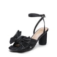 thumbnail image 1 of DREAM PAIRS - Sandalias de tacón con nudo de lazo para mujer, tacón alto y grueso, puntera abierta, correa al tobillo, para boda, fiesta nupcial, 1 of 5