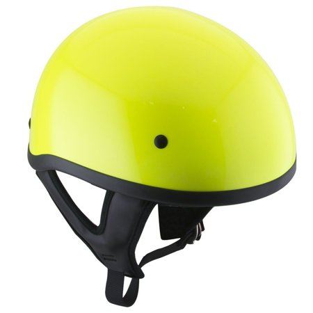 Outlaw Helmets Outlaw T68 DOT Hi-Vis Yellow Motorcycle Skull Cap Half