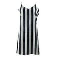 thumbnail image 4 of safuny Women's Mini Loose Cami Dress Stripe Print Clothing Summer Beach Retro Boho V Neck Dress Holiday Elegant Casual Comfy Sleeveless Black XXL, 4 of 4