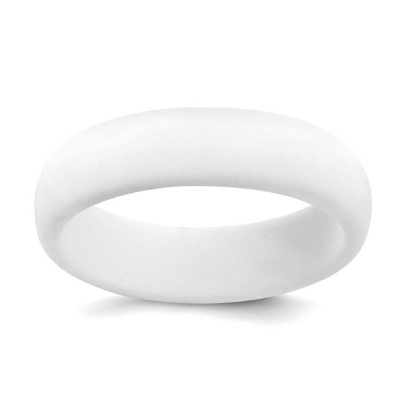 Silicone White 5.7mm Domed Band Size 6 Ring for Women and Men - .8 Grams