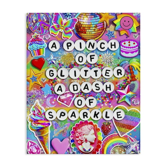 Stupell Industries Pinch Of Glitter & Sparkle Quotes and Sayings Painting Wrapped Canvas Canvas Art Print Wall Art, 16 x 20