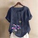 thumbnail image 1 of TaTaai Casual Printed Button Blouse, Women's Short Sleeve Linen Feel T-Shirt, Comfortable Top for All Seasons Gift, 1 of 4