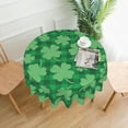 thumbnail image 2 of St Patricks Day Tablecloth Round 60 Inch Green Shamrocks Buffalo Check Plaid Round Tablecloths Washable Polyester Table Cloth for Kitchen Dining Room Outdoor Holiday Patio Picnic Party, 2 of 6