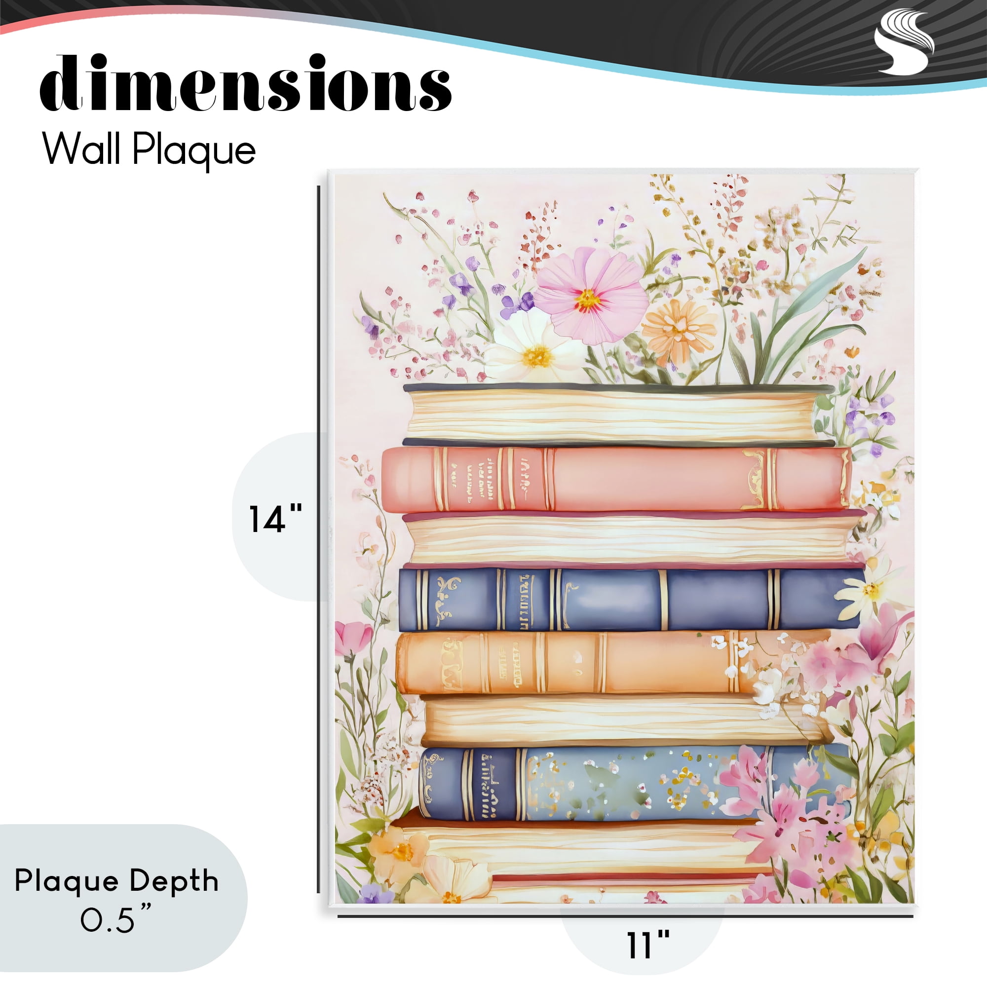 Stupell Industries Blooming Bookstack in Pastels Wall Plaque Art, design by LSR Design Studio