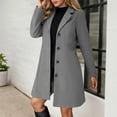 thumbnail image 2 of Plus Size Long Trench Coat with Notched Lapel Slim Fit Wool Blend Winter Overcoat for Women, 2 of 6