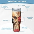 thumbnail image 5 of Sikiie Vintage Red Flower Chihuahua Insulated Stainless Water Bottle Lid Travel Mug Cup Insulated Tumblers Cup 40oz Ice Bully With Handle, 5 of 8