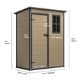 thumbnail image 5 of Dextrus Resin Outdoor Storage Shed 5x3 FT with Floor, All-Weather with Lockable Door & Window, Waterproof, Brown, 5 of 6