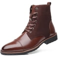 thumbnail image 1 of Botas impermeables, botines para hombre, botas casuales de felpa cálidas para hombre, puntera cuadrada con empalme, zapatos de negocios para hombre, 1 of 5
