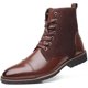 thumbnail image 1 of Botas impermeables, botines para hombre, botas casuales de felpa cálidas para hombre, puntera cuadrada con empalme, zapatos de negocios para hombre, 1 of 5