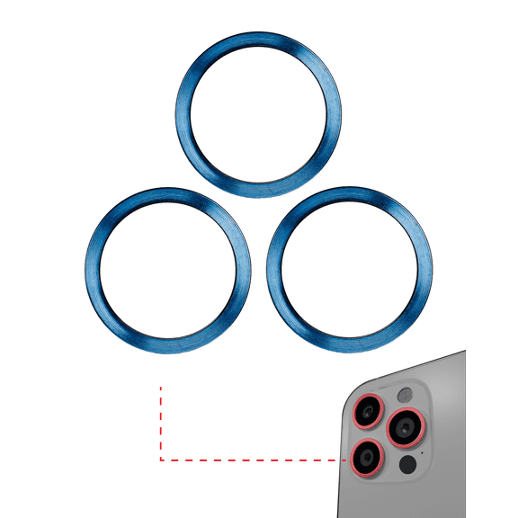 Replacement Back Camera Bezel Ring Only Compatible For iPhone 12 Pro (Pacific Blue) (3 Piece Set) (10 Pack)