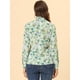 thumbnail image 4 of Camisa de manga larga Allegra K con cuello simulado y volantes botones florales para mujer Verde XL, 4 of 5
