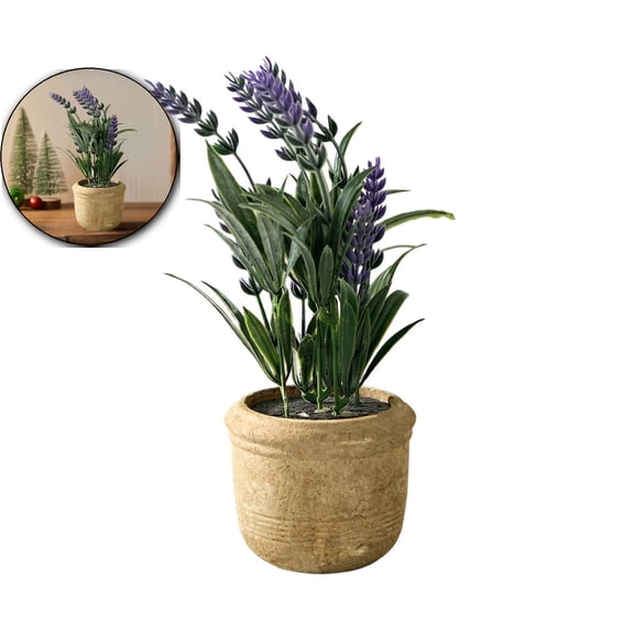 VQPeo Simulated Small Fresh Bonsai, Lavender Plants, Flower Plastic Arrangement for Living Room Decor & Office Desk Styling