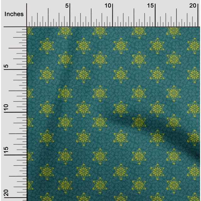 oneOone Cotton Poplin Fabric Floral Block Print Fabric BTY 56 Inch Wide