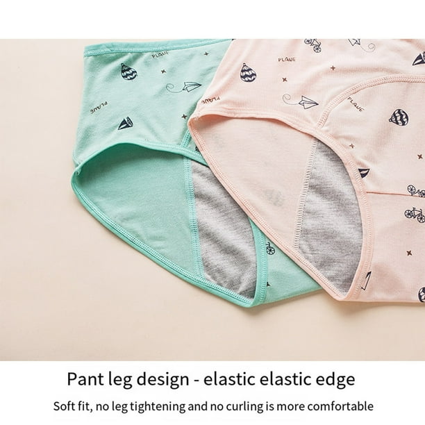 fastboy 3Pcs Lovely Printed Children Period Menstrual Underwear Briefs  Lingerie Leakproof Underpants Kids Teenager fruit green S