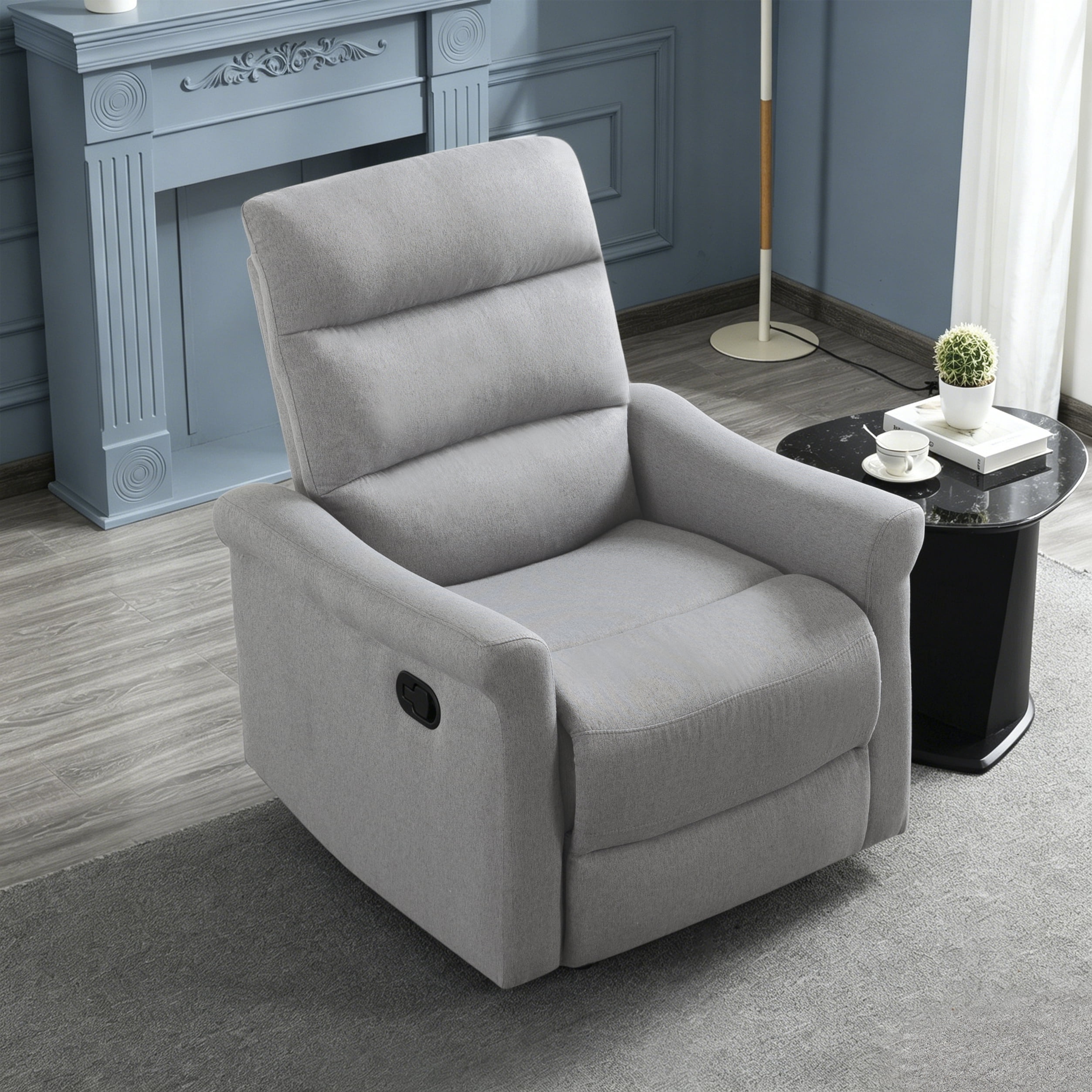 Gewnee 31.89" Manual Recliner Chair, Adjustable Reclining Lounge Chair, Linen Upholstered Wood & Metal Frame Single Sofa Recliner for Living Room, Office, Light Grey