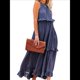 thumbnail image 3 of Vestido de Verano para Mujer, de Algodón, Sin Mangas, con Cuello Halter, Informal, Bohemio, Holgado, Azul Marino XL, 3 of 7