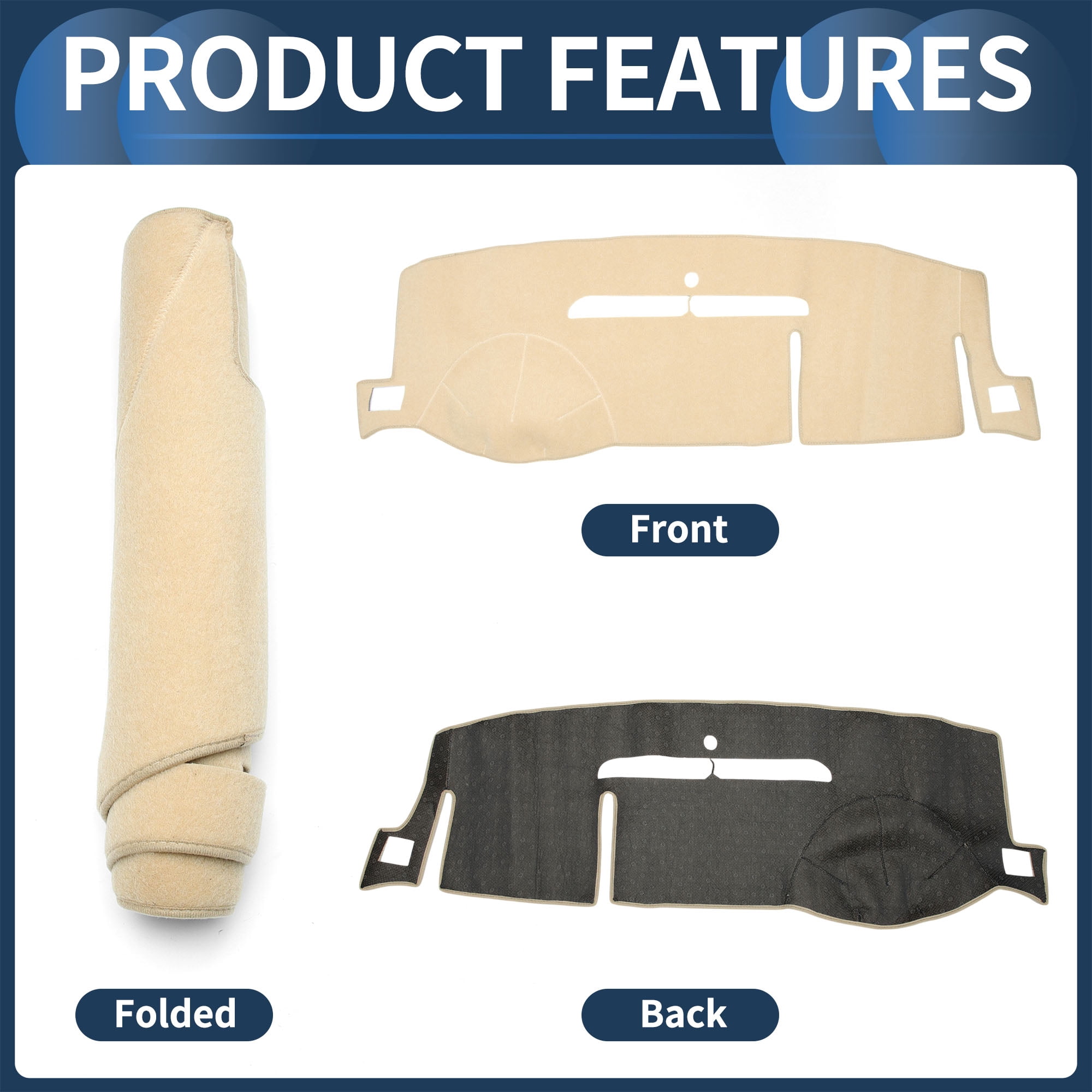 Dashboard Cover Dash Cover Mat Carpet for GMC Yukon Sierra SLT Denali 2007-2014 Polyester Beige