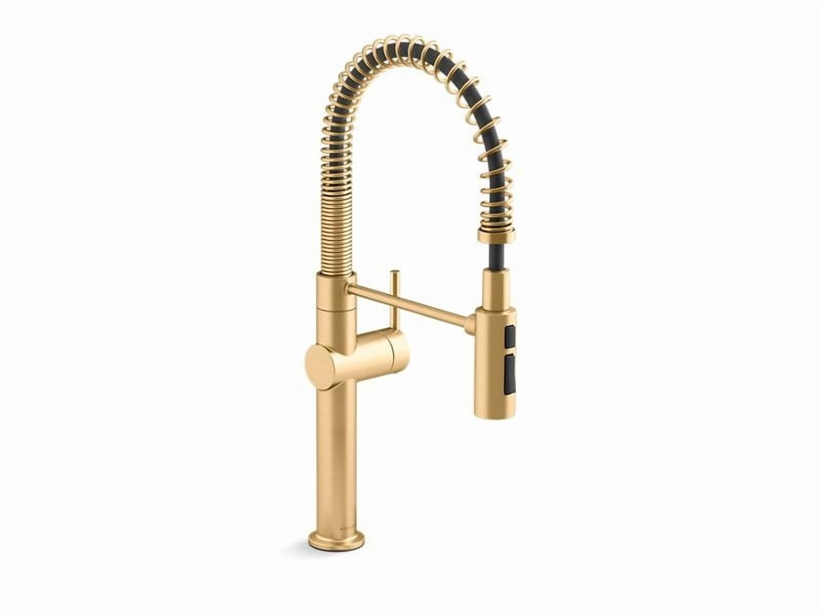 KOHLER 22973-CP Crue High-Arc Kitchen Faucet with Pull Down Spring Spout, Professional Pre-Rinse Kitchen Faucet, Commercial Faucet, Polished Chrome
