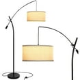 thumbnail image 1 of Brightech Grayson Lampadaire à Arc de Style Industriel Moderne avec Bras Réglable, Noir, 1 of 11