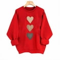 thumbnail image 4 of Women's Sweaters Heart Printed Trendy Long Sleeve Drop Shoulder Knitted Sweaters Loose Casual Crew Neck Love Cute Sweatshirts Comfy Soft Valentines Outfits, 4 of 5