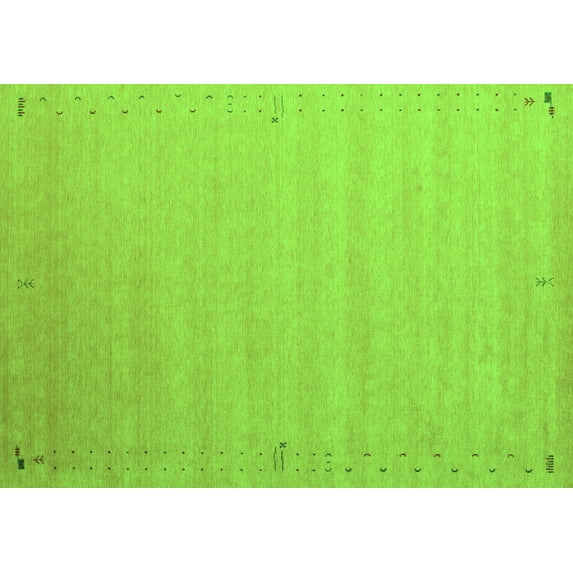 Ahgly Company Indoor Rectangle Abstract Green Contemporary Area Rugs, 5' x 7'